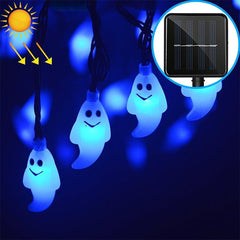 Whimsical Ghost-Shaped Solar LED String Lights for Festive Outdoor Decoration