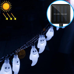 Cadena de luces solares con forma de fantasma, 30 LED, para exteriores, jardín, impermeables, para decoración de festivales navideños