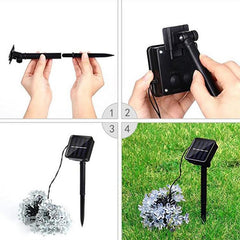 Peach Blossom Shaped 50 LED Solar String Lights for Outdoor Garden Decoration - Waterproof and Festive