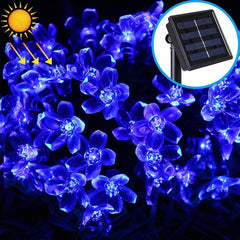 Cadena de lámparas solares con forma de flor de durazno, 50 LED, para exteriores, jardín, impermeables, para decoración navideña y de festivales de primavera