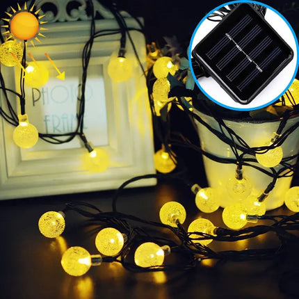 Solar Bubble Ball String Lights 50 LEDs Waterproof 7m