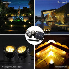 Dual-Head Solar-Powered Waterproof Underwater LED Spotlight Floodlight