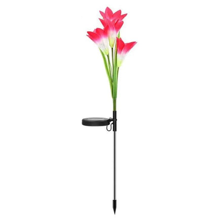 Simulated Lily 4 Heads Solar Garden Lamp for Outdoor Decor