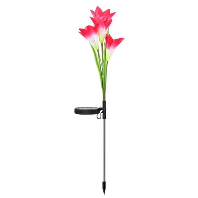 Simulated Lily 4 Heads Solar Garden Lamp for Outdoor Decor