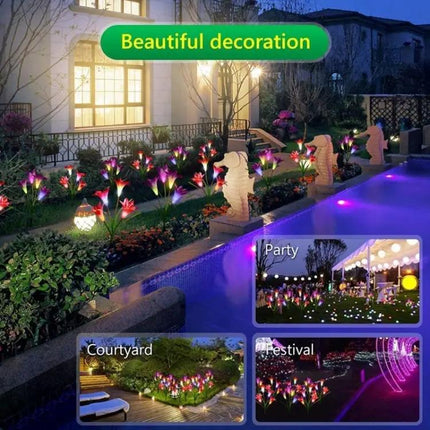Simulated Lily 4-Head Solar Outdoor LED Lawn Lamp Decorative | Syndmart