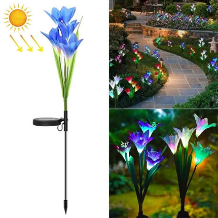 Simulated Lily 4-Head Solar Outdoor LED Lawn Lamp Decorative | Syndmart