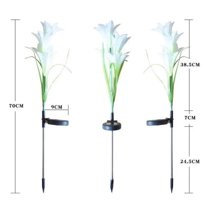 Simulated Lily 4-Head Solar Outdoor LED Lawn Lamp Decorative | Syndmart