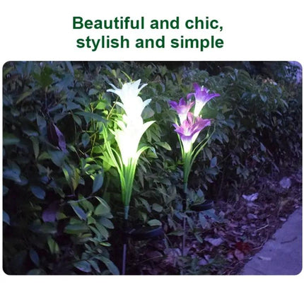 Simulated Lily 4-Head Solar Outdoor LED Lawn Lamp Decorative | Syndmart