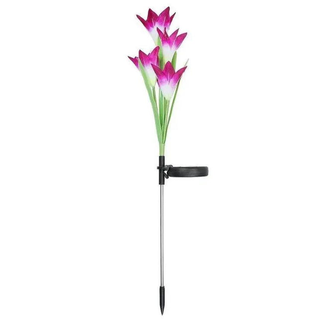 Simulated Lily 4-Head Solar Outdoor LED Lawn Lamp Decorative | Syndmart
