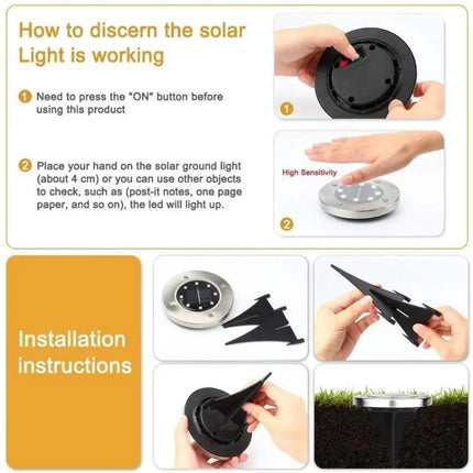 2 Pack Solar Underground Garden Lights For Walkways