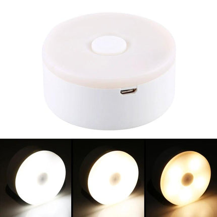 Compact USB Rechargeable Night Light for Home and Travel - portable round USB night lamp with adjustable warm/cool brightness
