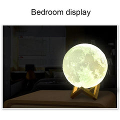 Moonlit USB Rechargeable LED Night Light with Eco-Friendly Wooden Base