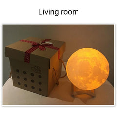 Moonlit USB Rechargeable LED Night Light with Eco-Friendly Wooden Base