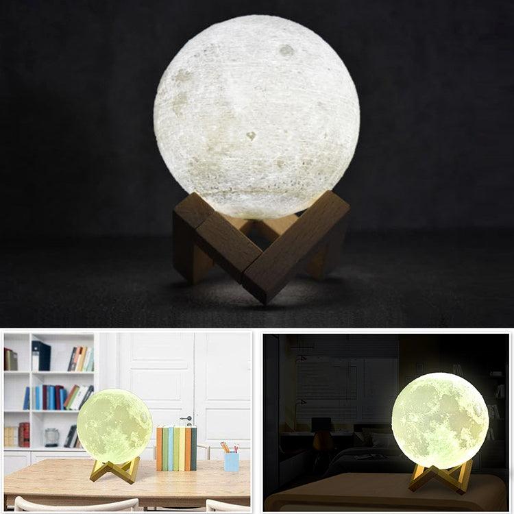 Moonlit USB Rechargeable LED Night Light with Eco-Friendly Wooden Base