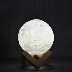 Moonlit USB Rechargeable LED Night Light with Eco-Friendly Wooden Base