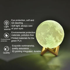 Moonlit USB Rechargeable LED Night Light with Eco-Friendly Wooden Base