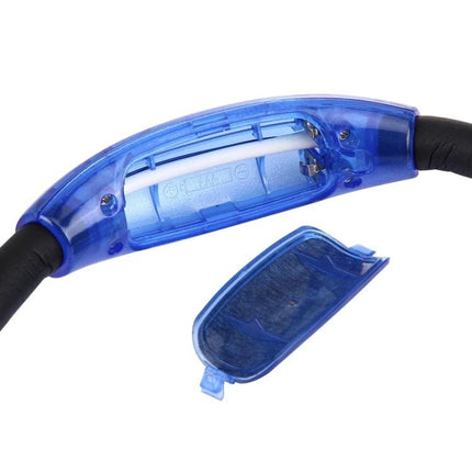 Hands-Free Neck Light for Daily Tasks and Adventures close-up showing blue battery compartment and internal LED tube