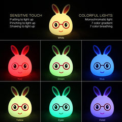 Whimsical Rabbit 3D LED Night Light with USB Recharge, Color-Changing Design