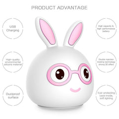 Whimsical Rabbit 3D LED Night Light with USB Recharge, Color-Changing Design