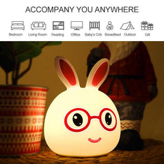 Whimsical Rabbit 3D LED Night Light with USB Recharge, Color-Changing Design