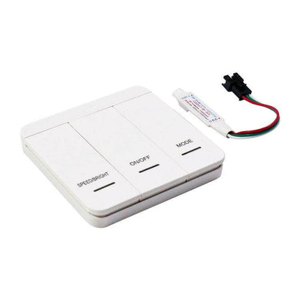 Wireless Flowing Water Controller For LED Strip Lights white Bluetooth wall remote and receiver for 12–24V animated water-effect LED strips