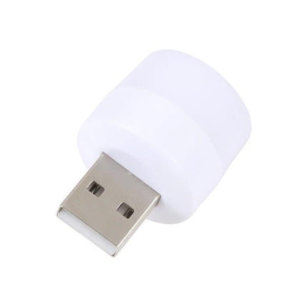 Essential USB Night Light for Bedside and Travel Use - compact white USB plug-in night light for bedside reading and travel