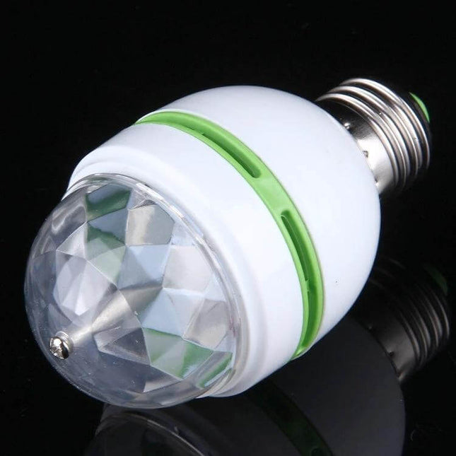 Led Full Color Auto Rotating Lamp For Parties At Home — compact RGB rotating party lamp with faceted diffuser and standard screw base for indoor use