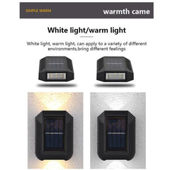 Lámpara de pared solar de 6 LED para exteriores, decorativa, para jardín, con luz hacia arriba y hacia abajo