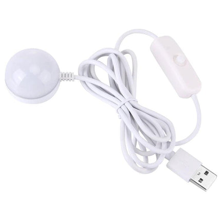 Compact USB Light for Travel and Daily Illumination Needs - white USB-powered puck light with magnetic base, inline switch, and long cable