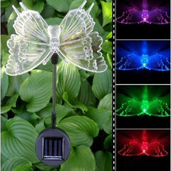 Luz decorativa para camino de jardín al aire libre con diseño de libélula y mariposa