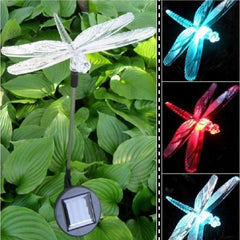 Luz decorativa para camino de jardín al aire libre con diseño de libélula y mariposa