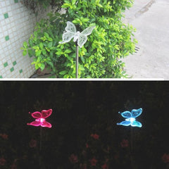 Luz decorativa para camino de jardín al aire libre con diseño de libélula y mariposa