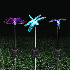 Luz decorativa para camino de jardín al aire libre con diseño de libélula y mariposa