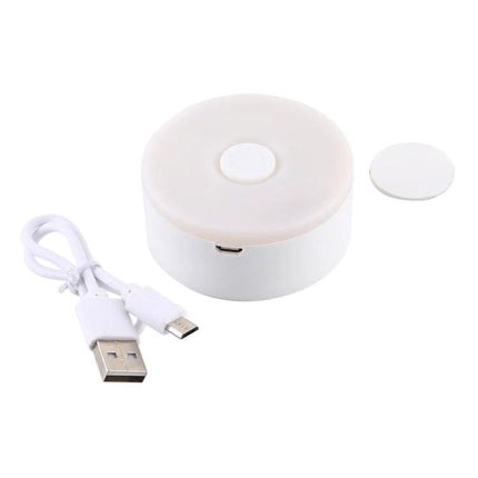 Compact Night Light for Home and Travel Use - portable USB rechargeable white puck lamp for hotel rooms and bedside reading