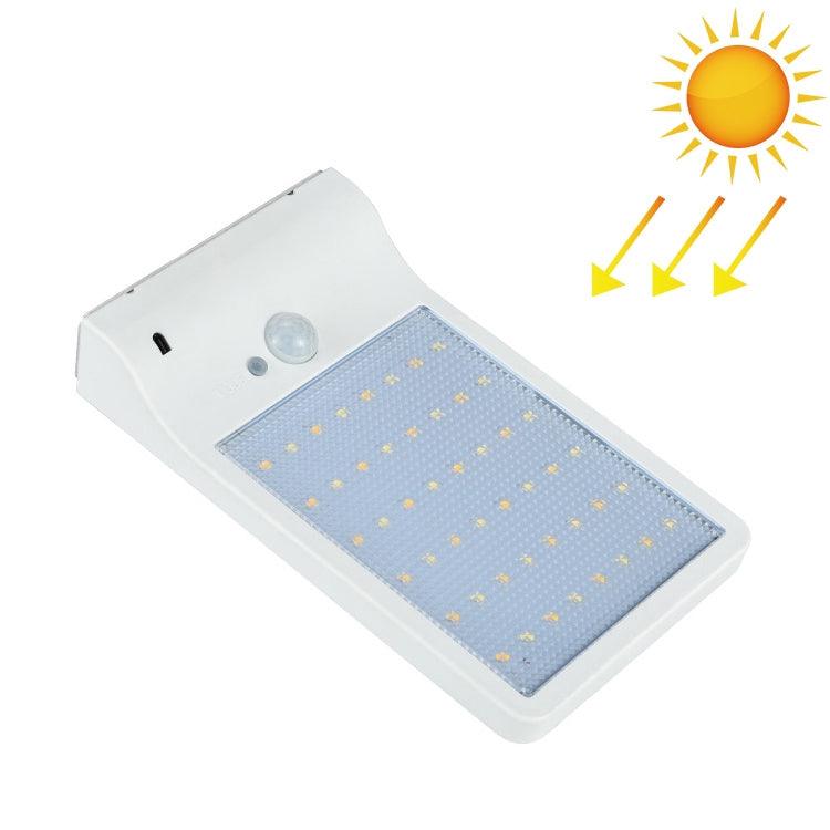 Luz de pared solar para exteriores, impermeable, con sensor, 48 LED de dos colores, 3,8 W, para jardín, calle, sin poste, flujo luminoso: 450 lm