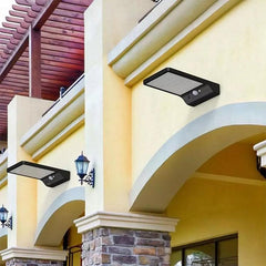 Luz de pared solar para exteriores, impermeable, con sensor, 48 LED de dos colores, 3,8 W, para jardín, calle, sin poste, flujo luminoso: 450 lm