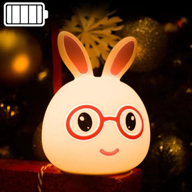 Charming Rabbit Inspired Lamp for Daily Evening Routines - cute portable rabbit night lamp with glasses on nightstand for gentle bedtime reading
