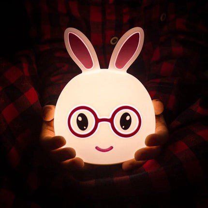 Charming Rabbit Inspired Lamp for Daily Evening Routines — soft-glow bunny night lamp on nightstand, cute portable bedtime light for reading and kids
