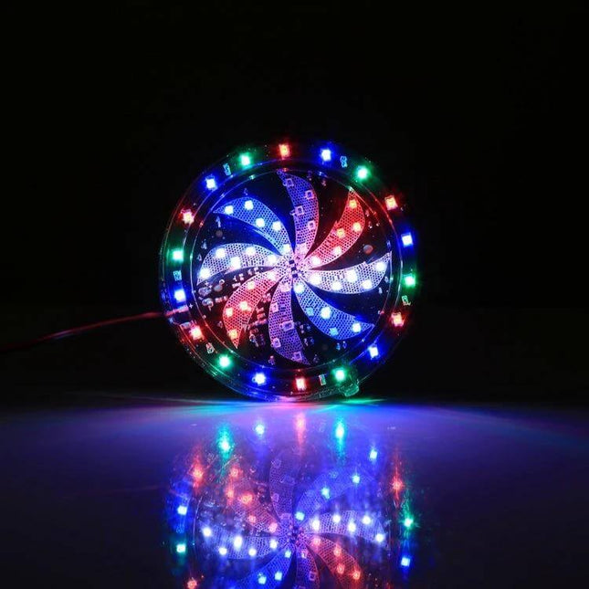 Styling RGB Flashing Light for Motorcycle Wheels, 10cm Diameter - multicolor LED wheel light for night visibility and style