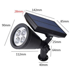 Solar-Powered 4-LED Outdoor Garden Spotlight - IP65 Waterproof Landscape Lamp