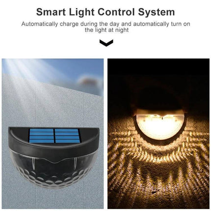Water Drop Fence Light 6 LED Outdoor Solar Garden Path – solar ABS-finish compact fence light charging by day and auto-illuminating with warm LED pattern at night
