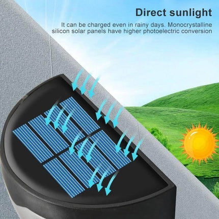 Water Drop Fence Light 6 LED Outdoor Solar Garden Path solar panel charging in direct sunlight on ABS housing fence light