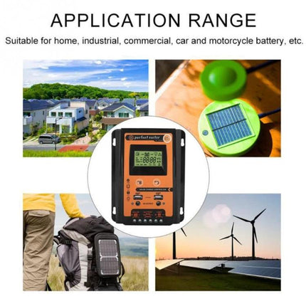 Portable Solar Charge Controller for Everyday Energy Management - compact regulator shown with homes, backpack solar, small panel and wind turbines, 12V/24V auto-detect