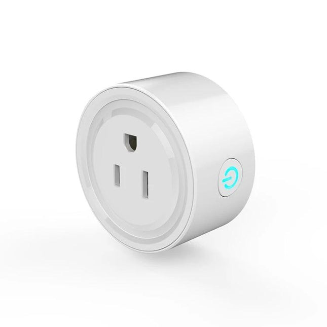 Compact white WiFi-Enabled Smart Plug for Remote Device Control and Scheduling with app control and timer button