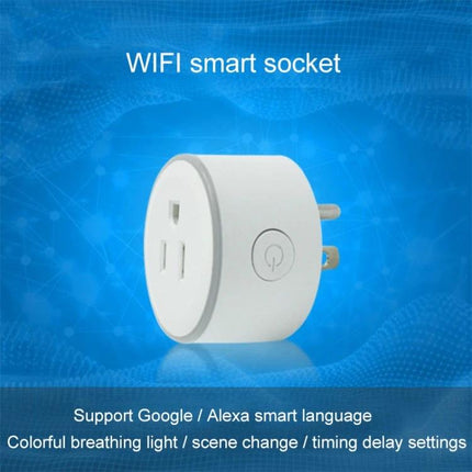 WiFi Smart Socket for App-Controlled Device Scheduling – white plug-in smart socket with app control, scheduling and Alexa/Google support