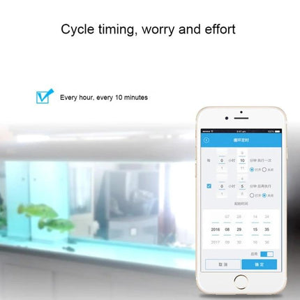Sonoff 433MHz Wireless Remote Control Switch for Smart Homes app showing cycle timing schedule on smartphone controlling lights and appliances