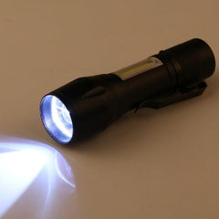 Rechargeable Waterproof Zoomable XPE + COB Flashlight with 3 Lighting Modes, Clip, and Storage Case