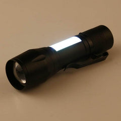 Rechargeable Waterproof Zoomable XPE + COB Flashlight with 3 Lighting Modes, Clip, and Storage Case