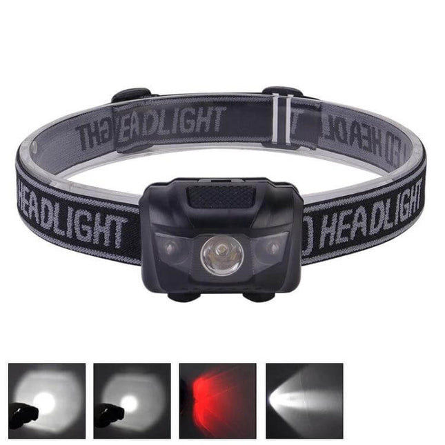 Outdoor Mini Light Headlamp For Running, Fishing, Climbing - compact 120 lumens 3W LED hands-free headlamp with adjustable strap and multiple beam modes