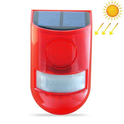 Solar Powered Sound Light Alarm Outdoor Waterproof System red solar-powered alarm with 6 flashing LEDs and 110dB siren for perimeter security